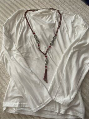 Red Beaded Tassel Y-Necklace - Women Jewelry